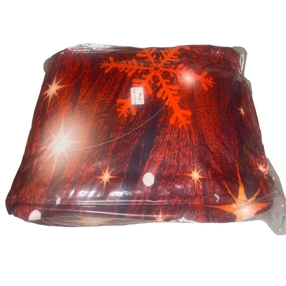 NEW Festive Red Snowflake Holiday Blanket King Comforter & 2 Pillowcases